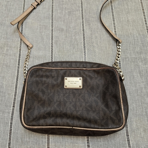 Michael Kors Dark Brown Monogram Crossbody Bag - Picture 2 of 11